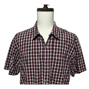 Polo Jeans Co Ralph Lauren Shirt Mens Large Red White Plaid Short Sleeve Button
